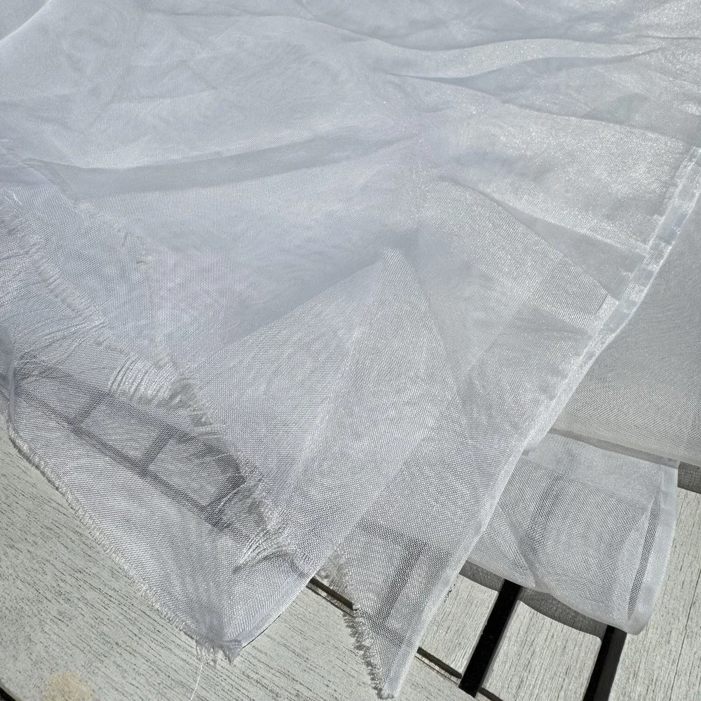Lot‎ 7 VTG White Sheer Organza Fabric Cuts – 59yd Total 3.5ft Wide Bridal Decor